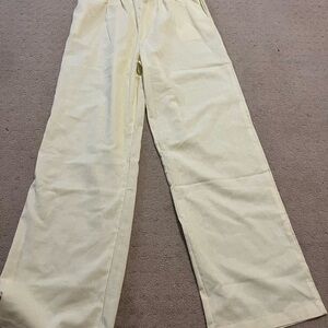 studio seven yellow wide-leg linen pants